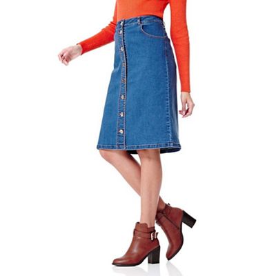 Yumi Blue Denim Skirt With Buttons